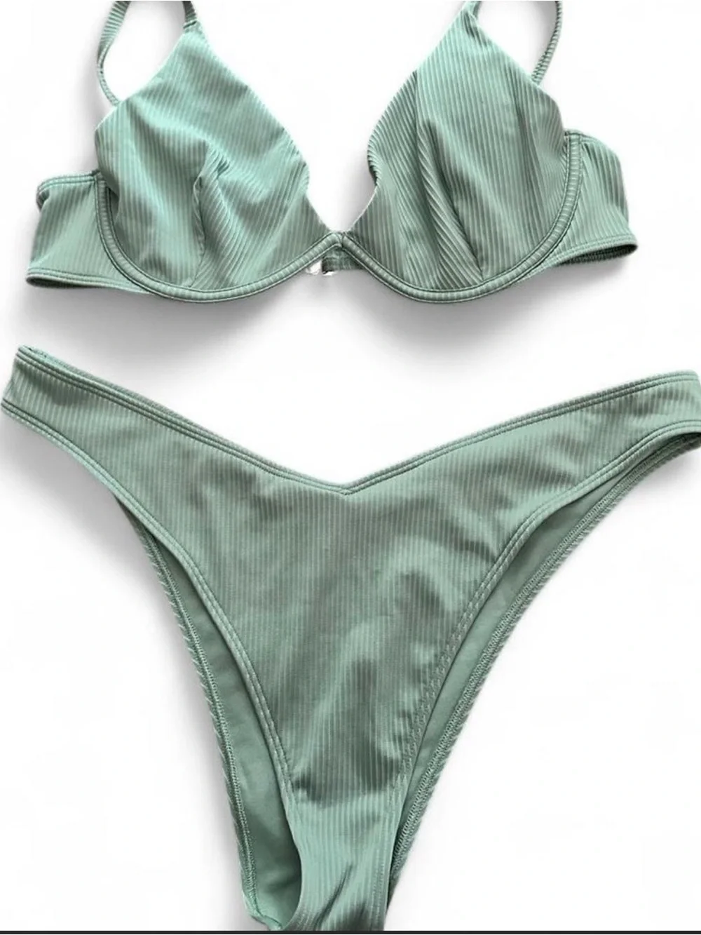 Hollister Ribbed Mint Green Underwire Bikini Set